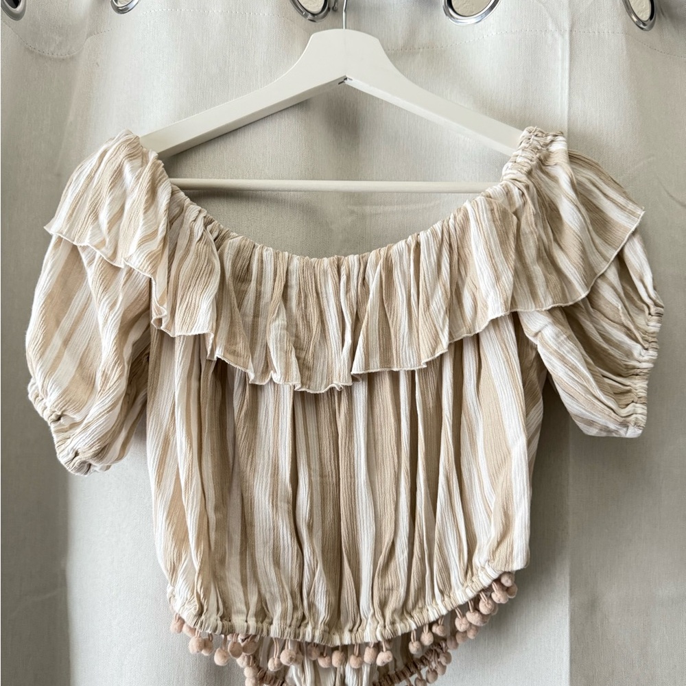 Lovers + Friends X REVOLVE ALICIA TOP IN NUDE STRIPE -Tan and Cream